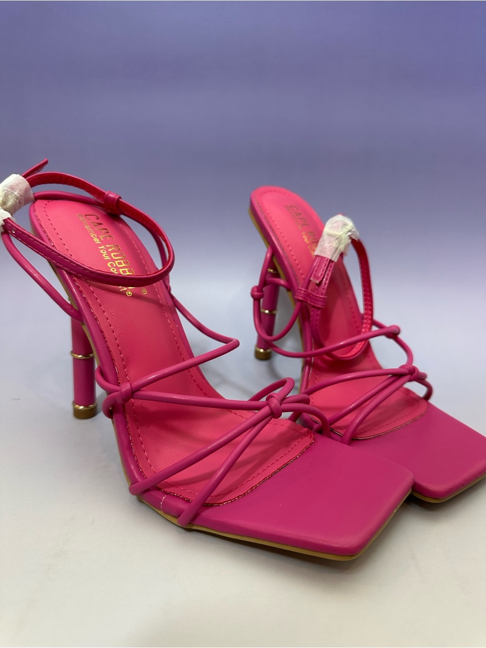 Cape Robbin Hot Pink Knotted Strappy Stiletto Heel Sandals